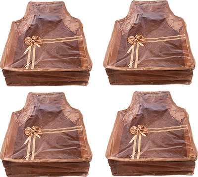 

Annapurna Sales Designer 4 Inch Height Front Transparent large Blouse Cover - Set of 4 Pcs. Golden00349(Golden)