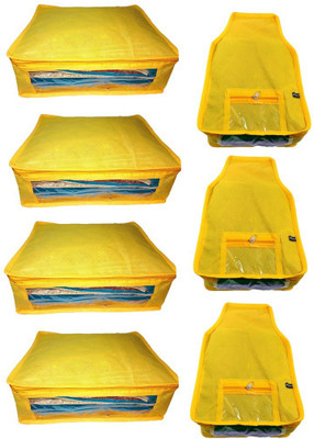

Addyz Plain Combo of ladies Large Non - woven 4Saree and 3Blouse Cover. Upto 5 - 6SC and 9-10BC each(Yellow)