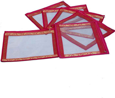 KUBER INDUSTRIES Designer Saree Cover 6 Pcs combo Brocade SC04 Red