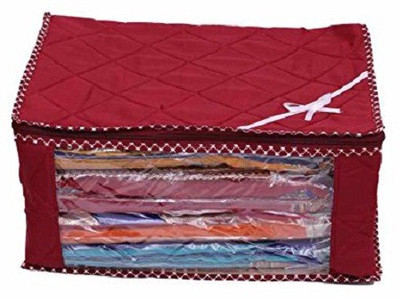 KUBER INDUSTRIES Designer Saree cover / Wardrobe Organiser / Regular Cloth bag 2 Pcs Combo In Heavy Quilted Material SC100(Red)