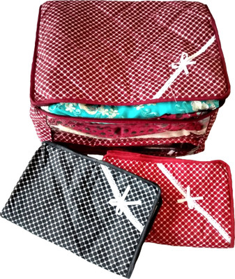 

Indi Bargain Printed Multi color Combo of 3 Transparent Multi Saree Cover(Multicolor)