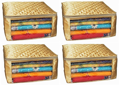 

Addyz Plain Pack of 4 Pisces Plain Large Satin Saree Salwar Suit Kamiz Cover Storage Bag Storage Bag(Beige)