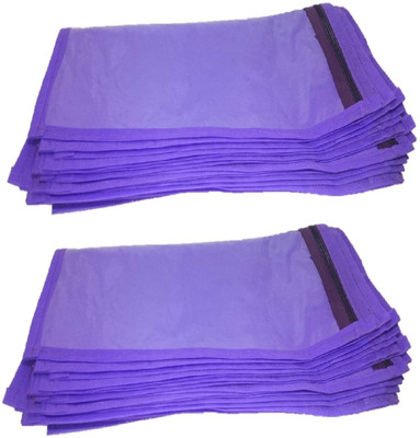 

Addyz Plain 24 Pcs Saree Bedsheet Cover Bags Packaging Storage Cloth Clear Plastic Zip(Purple)