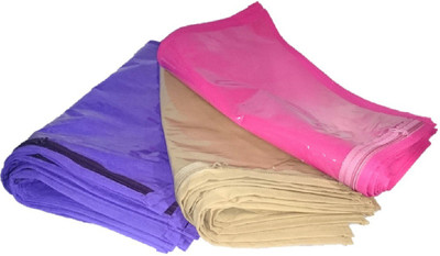 

Addyz Plain 36 Pcs Saree Bedsheet Cover Bags Packaging Storage Cloth Clear Plastic Zip(Pink, Purple, Gold)