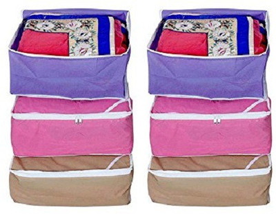 KUBER INDUSTRIES Designer Non woven Saree cover 6 pcs combo/Wardrobe Organiser/Regular Clothes Bag SC081(Multicolor)