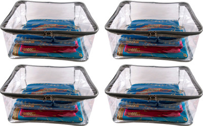 

Annapurna Sales Designer 9 Inch Height Full Transparent Big Saree Covers - Set of 4 Pcs. Grey00464(Grey)