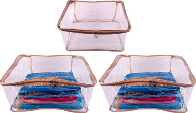 

Annapurna Sales Designer 9 Inch Height Full Transparent Big Saree/Blouse & Peticot Cover - Set of 3 Pcs. Golden00481(Golden)