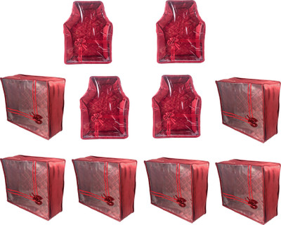 Annapurna Sales Designer 5 Inch Height Front Transparent Large Saree and Blouse Cover - Set of 10 Pcs. Maroon00366(Maroon)