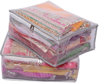 

Kuber Industries Designer Kuber Industries Heavy Transparent Net Saree Cover Set of 2 Pcs MKU00006652(Pink)