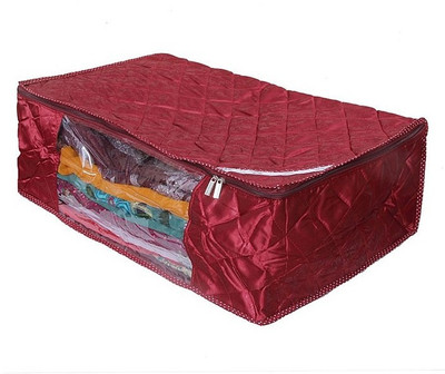 KUBER INDUSTRIES Saree Covers Full Length Satin AA8 Maroon KUBER INDUSTRIES Garment Covers