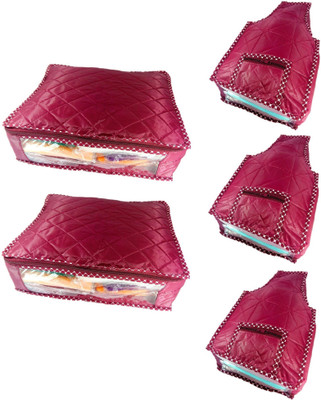 

Addyz Plain Set of 2 Saree cover and 3 Blouse Cover Combo(Maroon)