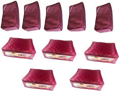 

Fashion Bizz Designer Cotton and Satin Saree Cover 5 + 5 Combo 10(Maroon)