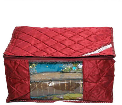 KUBER INDUSTRIES Designer Saree cover in Maroon satin MKU5065 Maroon KUBER INDUSTRIES Garment Covers