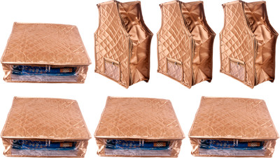 

Annapurna Sales Designer 5 Inch Height Side Transparent Large Saree and Blouse Cover - Set of 7 Pcs. Golden00286(Golden)