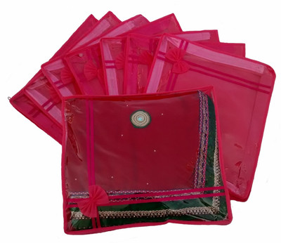 

Indi Bargain Designer Pink set of 8 transparent double saree cover(Pink)