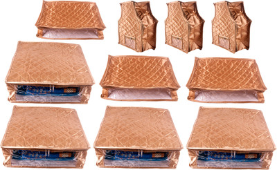 

Annapurna Sales Designer 5 Inch Height Side Transparent Large Saree/Blouse and Peticot Cover - Set of 10 Pcs. Golden00292(Golden)