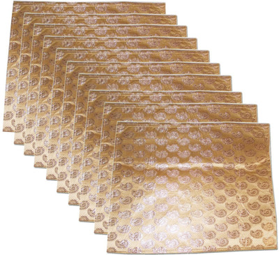 KUBER INDUSTRIES Designer Brocade Saree Cover Set of 10 Pcs sc009 Golden KUBER INDUSTRIES Garment Covers
