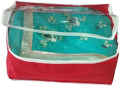 KUBER INDUSTRIES Designer Transparent Non Woven Red Saree Cover Set of 2 Pcs sc033 Red KUBER INDUSTRIES Garment Covers