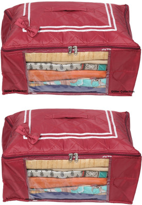 

Glitter Collection Saree cover Saree Organiser Saree02(Red)