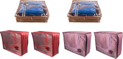 

Annapurna Sales Designer 5 Inch Height Front Transparent Large Saree Cover - Set of 6 Pcs. MPG00232(Maroon, Purple, Golden)