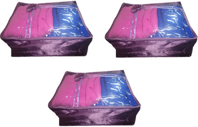 

Addyz Plain 3 Saree Storage Cover Blouse Salwar Suit Shirt Jeans Case(Purple)