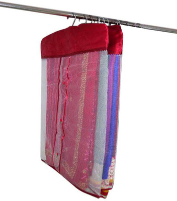 atorakushon Designer Satin Hanging Saree Cover 2PC HSC2 Maroon atorakushon Garment Covers