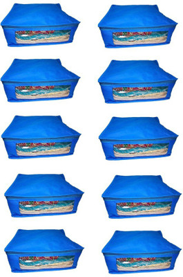 

Addyz Plain 10pcs ladies Large Non - woven Saree cover Upto 5 - 6 each(Blue)