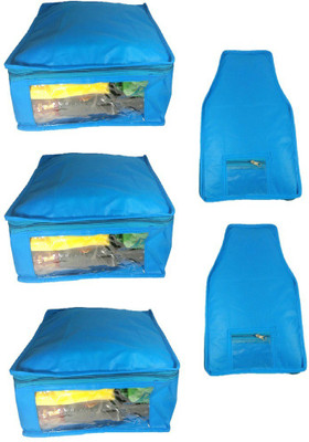 

Addyz Plain Combo Of Ladies Large Non - Woven 3saree And 2blouse Cover. Upto 5 - 6SC and 9-10BC each(Blue)
