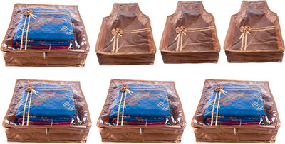 

Annapurna Sales Designer 5 Inch Height Front Transparent Large Saree and Blouse Cover - Set of 7 Pcs. Golden00228(Golden)