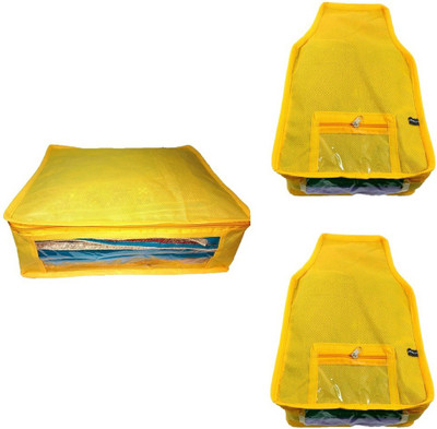 

Addyz Plain Combo of ladies Large Non - woven 1Saree and 2Blouse Cover. Upto 5 - 6SC and 9-10BC each(Yellow)