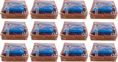 

Annapurna Sales Designer 5 INch Height Front Transparent Large Saree Cover - Set of 12 Pcs. Golden00386(Golden)