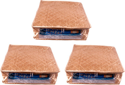 

Annapurna Sales Designer 5 Inch Height Side Transparent Large Saree Cover - Set of 3 Pcs. Golden00277(Golden)
