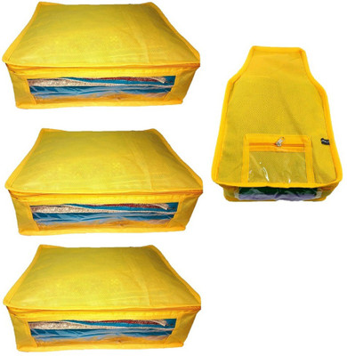 

Addyz Plain Combo of ladies Large Non - woven 3Saree and 1Blouse Cover. Upto 5 - 6SC and 9-10BC each(Yellow)