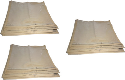 

Addyz Plain 36 Pcs Saree Bedsheet Cover Bags Packaging Storage Cloth Clear Plastic Zip Storage Cloth case(Beige)