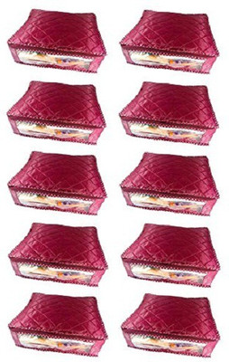 KUBER INDUSTRIES Designer Saree cover, Wardrobe Organiser, Regular Cloth Bags Set of 10 Pcs SC092 Maroon KUBER INDUSTRIES Garment Covers