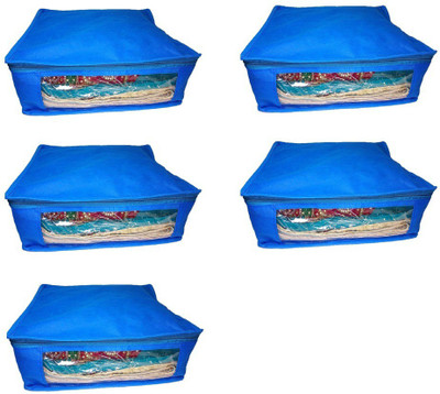 

Addyz Plain 5pcs ladies Large Non - woven Saree cover Upto 5 - 6 each(Blue)