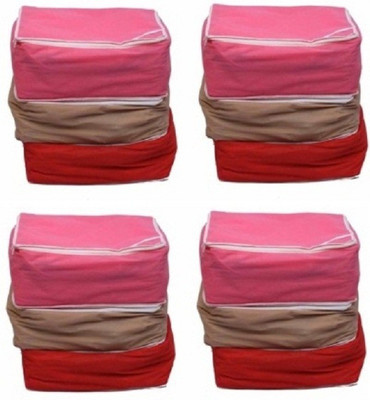 Fashion Bizz Multi Saree Cover 12 Pcs Combo(Red, Pink, Brown)