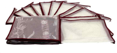 KUBER INDUSTRIES Designer Saree Cover in Transparent Net 12 Pcs Set MKUSC112(Maroon)