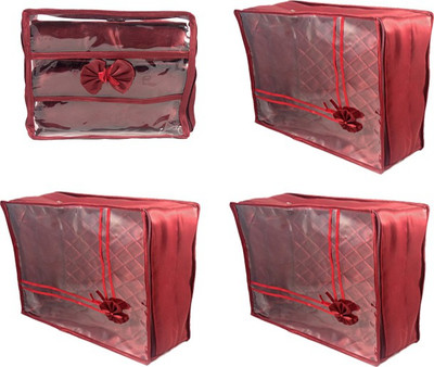 

Annapurna Sales Designer Large Saree Covers and Churi/Bangles Case - Set of 4 Pcs. Maroon0077(Maroon)