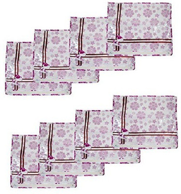 KUBER INDUSTRIES Designer Printed Non Wooven Saree Cover Set of 8 Pcs White sc027 White KUBER INDUSTRIES Garment Covers