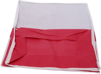 KUBER INDUSTRIES Designer Kuber IndustriesTransparent Non Woven Multi Saree Cover 10 15 Sarees Capacity MKU00006706 Red KUBER INDUSTRIES Garment Cov