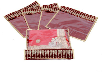 KUBER INDUSTRIES Designer Flip Saree cover Lace set of 5 Pcs MKU006631 Maroon KUBER INDUSTRIES Garment Covers