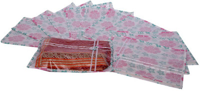 KUBER INDUSTRIES Designer Printed Non Wooven Saree Cover Set of 12 Pcs Pink MKU006687 Pink KUBER INDUSTRIES Garment Covers