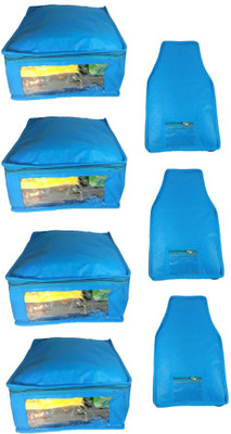 

Addyz Plain Combo Of Ladies Large Non - Woven 4saree And 3blouse Cover. Upto 5 - 6SC and 9-10BC each(Blue)