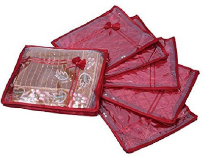 KUBER INDUSTRIES Designer Saree cover 6 Pcs combo in maroon satin sc020 Maroon KUBER INDUSTRIES Garment Covers