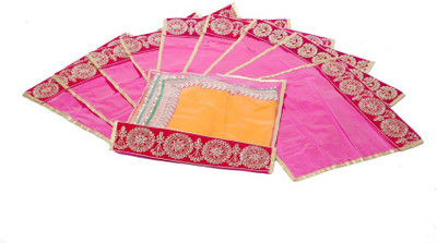 KUBER INDUSTRIES Designer Flip Saree cover with Designer Lace set of 10 Pcs MKU006635 Pink KUBER INDUSTRIES Garment Covers