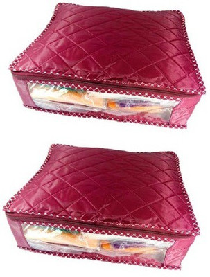 

Addyz Plain pack of 2 Saree Covers Blouse Salwar Suit Shirt Jeans Case Storage Boxes(Maroon)