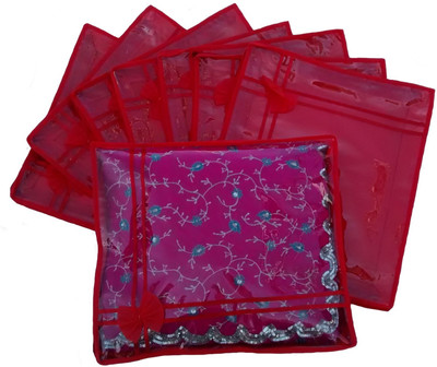 

Indi Bargain Non Woven Designer Saree Cover Set of 8(Red)