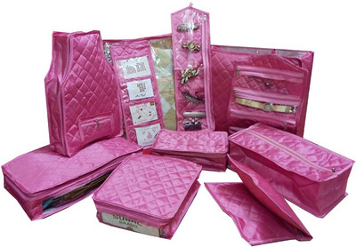 

Addyz Plain Combo 11pcs marriage set utility cover's Garments storage bag(Pink)