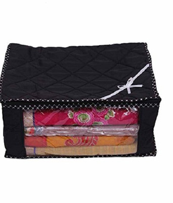 Kuber Industries Designer 3 Layered Quilted Multi Saree Cover (10-15 Sarees Capacity), Wardrobe Organiser, Regular Cloth Bag SC094(Black) available at flipkart for Rs.289